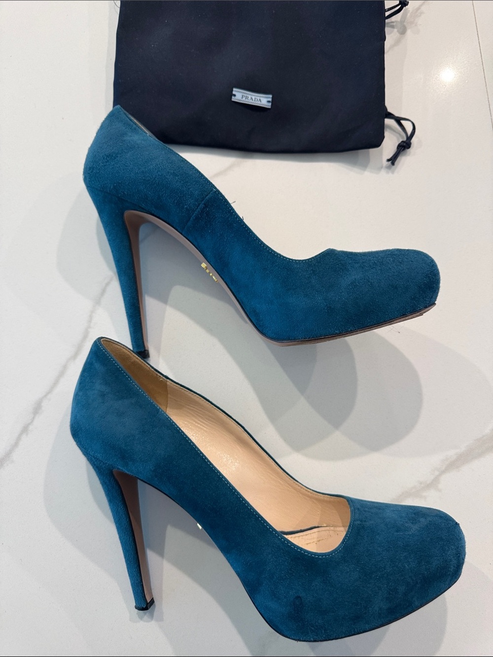 Prada Teal Suede Stiletto Pumps - Women's - Picture 2 of 7
